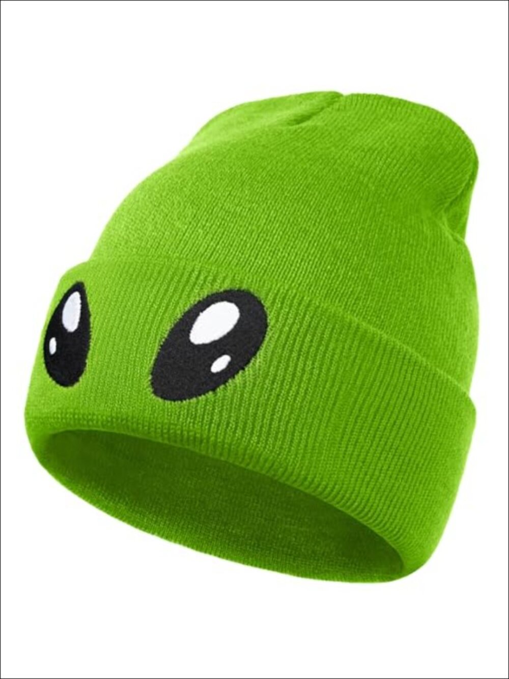 Alien Beanie Hat Big Eyes Cuffed Graphic Knit Winter Cap Acrylic